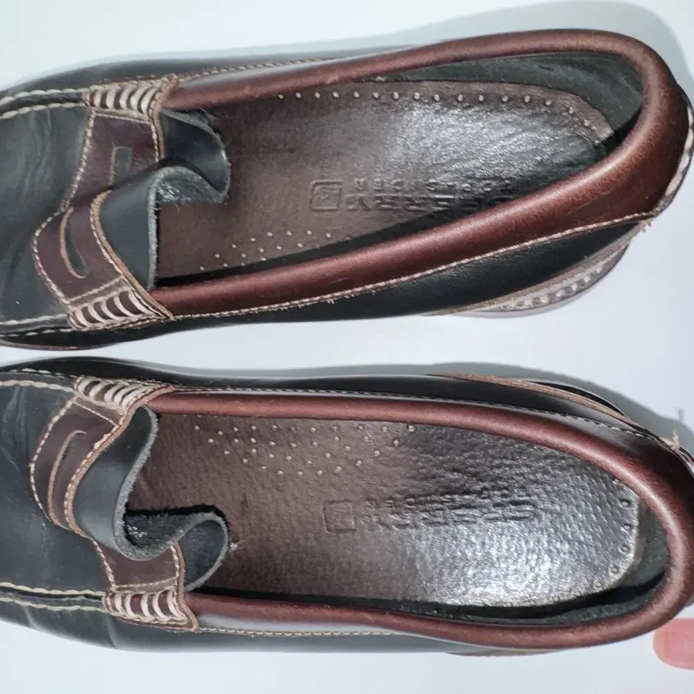 Sperry Top-Sider Men’s 9.5M Black Brown Leather Penny Loafers Slip On